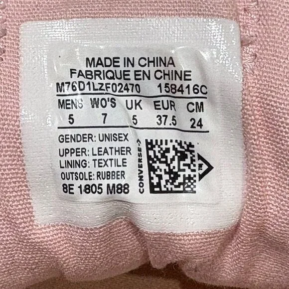 Converse Chuck Taylor All Star Low Pink Leather Rose Gold Accents Size 7 - Picture 9 of 10